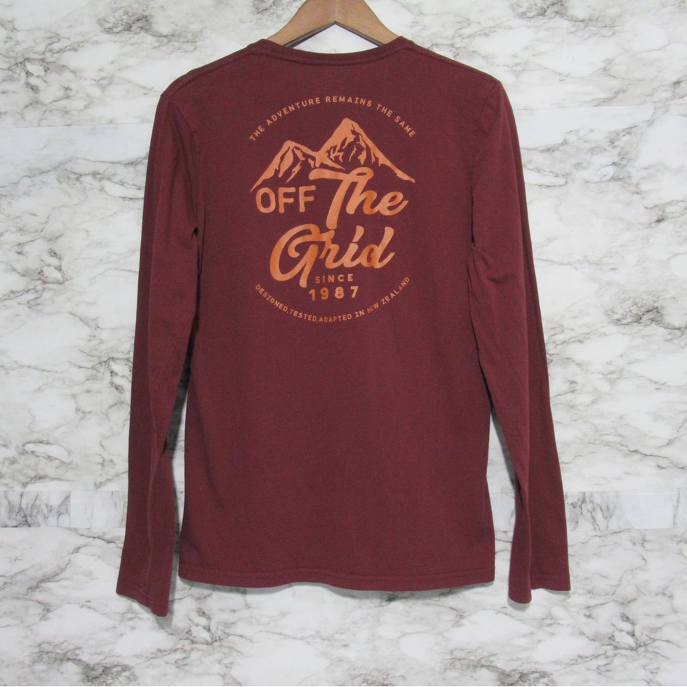 Kathmandu Outdoors Off the Grid Long Sleeve Tee Shirt Size Medium Burgundy